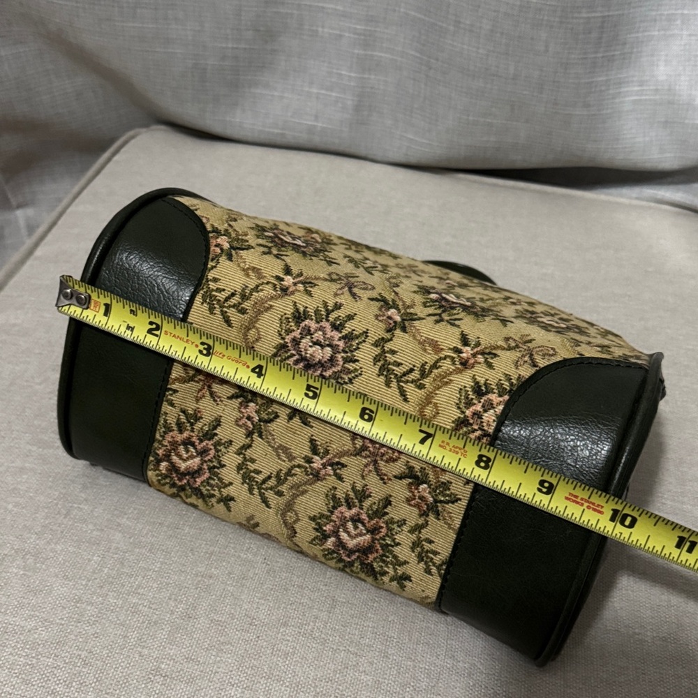 Vintage Avon “Tote Along” Bag-Dark Green PVC & Cloth Floral Tapestry-Zipper-EUC - Picture 12 of 16